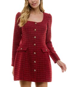 out of stock Red Tweed Outfit, Red Tweed Dress, Plaid Christmas Dress, Tweed Fashion, Red Clothes, Christmas Dress Women, Women Dresses Classy, Tweed Dress, Studio City