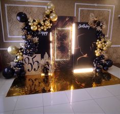 Фотозона на юбилей, день рождения 💣💣💣 Vip Birthday Party Ideas, Black Gold Silver Party, 17th Birthday Ideas, Wedding Background Decoration, 32 Birthday, Mens Birthday Party, Birthday Party Theme Decorations