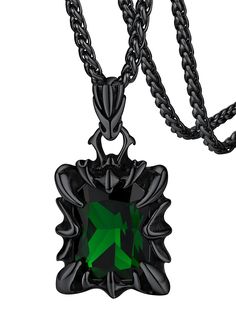 PRICES MAY VARY. ❤Gothic Dragon Necklace: Add a touch of gothic biker style to your look with this cool dragon claw pendant featuring a shining gemstone. Perfect for a manly man. 💙Stainless Steel Necklace: Made of high-grade 316L stainless steel, this gothic necklace is durable and safe to wear. The quality lobster-claw clasp makes it easy to put on. Lightweight and comfortable for everyday wear. 💚Sparkly Gemstone Necklace: Green/red/blue stone size: 15.5*20.5mm. Black onyx size: 10*12mm. Chai Gothic Dragon, Manly Man, Claw Necklace, Dragon Claw, Gothic Gifts, Black Onyx Necklace, Dragon Necklace, Gothic Necklace, Mens Jewelry Necklace