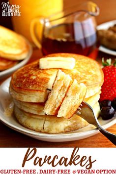 a plate with pancakes and fruit on it