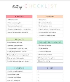 the checklist is shown in this printable planner for small business owners and their customers