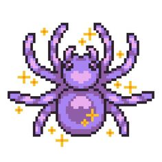 an image of a purple spider with yellow stars