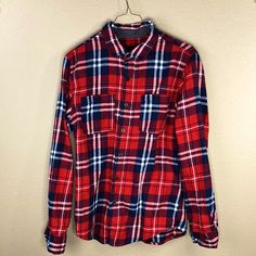 New Without Tags Quiksilver Brand Red Plaid Flannel Button Down Shirt. It Is A Men’s Size Small. Red Long Sleeve Flannel Shirt, Casual Red Flannel Shirt With Buttons, Red Flannel Collared Shirt, Casual Red Cotton Flannel Shirt, Red Cotton Casual Flannel Shirt, Casual Red Flannel Shirt, Red Cotton Flannel Shirt With Pockets, Red Plaid Flannel, Plaid Flannel Shirt