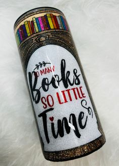 This intricately hand-glittered tumbler is custom made to order. Choose your size and what you would like the quote in the doorway to say. Any questions? Don't hesitate to ask! "So many books, so little time" Book Themed Tumblers, Book Tumbler Ideas, Trendy Water Bottles, Pop Toys, Vinyl Tumblers, Custom Tumbler Cups, Tumbler Cups Diy, Diy Tumblers, Book Themes