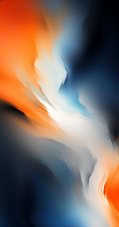 an orange, blue and white abstract background with some blurry lines in the middle