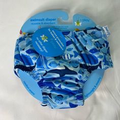 Perfect Condition New With Tags For 6months+ Blue Bottoms For Playtime, Machine Washable, Blue Bottoms For Playwear, Machine Washable, Blue Playwear Bottoms Machine Washable, Baby Swimming, Kids Swimming, Swim Trunks, Bathing Suits, Kids Shop, Blue White