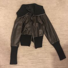 One Of My All Time Favorite Purchases. Sadly, Don’t Need It Anymore Now That I’m In Texas. Super Expensive Leather Jacket. Excellent Condition Except A Few Small Rips On The Inside Of One Sleeve. Not Noticeable At All. Top Rated Seller With Lots Of Love Notes. Smoke Free Home. Fitted Leather Jacket With Padded Collar, Fitted Fall Biker Jacket With Padded Collar, Fitted Biker Jacket With Padded Collar For Fall, Designer Long Sleeve Cropped Jacket, Designer Black Outerwear For Night Out, Black Cropped Jacket With Padded Collar For Fall, Designer Winter Outerwear For Night Out, Black Fitted Cropped Jacket For Winter, Fitted Black Cropped Jacket For Winter