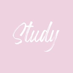 the word study written in white on a pink background