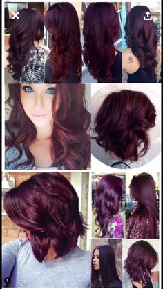 Pelo Color Vino, Wine Hair Color, Purple Hair Color, Woman Hairstyles, Wine Hair, Hair Color Burgundy, Color Locks, Hair Color Auburn, Red Highlights