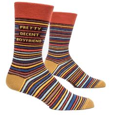 Pretty Decent Boyfriend Men's Crew Sock Multi Striped Blue Q Socks, Bad Gifts, Golf Socks, Knitting Notions, Mr Perfect, Blue Q, Mens Crew Socks, Men's Shoe, Men's Socks