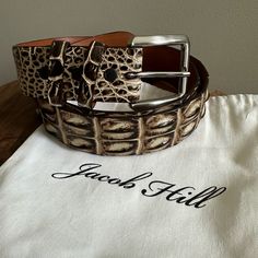 Jacob Hill Genuine Hornback Saltwater Crocodile Belt Tortuga Size 44 Nwot I Ordered The Wrong Size For My Husband Only Worn To Try On. Purchased For $429 + Shipping & Tax Price Is Firm! Shipping Discount Included In This Listing To $4.99 Please Remember Posh Takes A Fee Of 20% From Seller When Making An Offer! Crocodile Belt, Gold Belt Buckle, Custom Leather Belts, Saltwater Crocodile, Leather Belts Men, Faux Leather Belts, Black Leather Belt, Genuine Leather Belt, Custom Leather