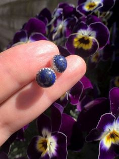 Handmade sterling silver stud earings with a beautiful 8mm lapis lazuli cabochon set in a serrated bezel. Choose between an oxidized or bright silver for a unique look. Take a look at my other earrings: https://www.etsy.com/shop/IngeJewels?ref=hdr_shop_menu&section_id=15129165 Please read my policies before buying. Blue Lapis Lazuli, Blue Lapis, Earrings Sterling Silver, Sterling Silver Studs, Sterling Silver Earrings Studs, Handmade Sterling Silver, Druzy Ring, Lapis Lazuli, Post Earrings