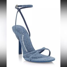 Beautiful Alexander Wang Denim Heels With Crystal A Logo Clasp. Size 39.5, Will Fit Size 9. Brand New In Box! Summer Evening Denim Heels, Alexander Wang Heels, Alexander Wang Denim, Alexander Wang Jeans, Versace Blue, Denim Heels, Denim Sandals, Denim And Diamonds, Fashion Shoes Sandals