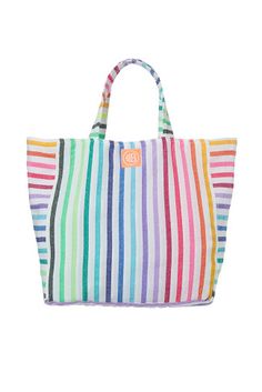 Hola Beaches Tote | Everything But Water Best Beach Bag, Mexican Fabric, Tote Beach Bag, Color Block Tote, Neoprene Tote, Oversized Tote, White Tote, Beach Tote Bags, Rainbow Stripes