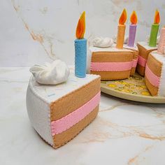 there is a cake with candles on it