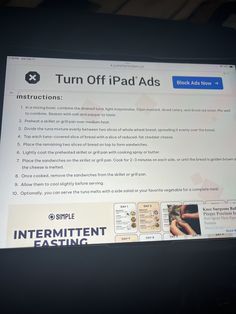 an ipad screen with instructions on how to use it