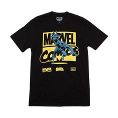 Marvel Comics Black Panther Black Tee – Heroes & Villains Black Pop Culture T-shirt For Comic-con, Black Graphic T-shirt For Comic-con, Pop Culture T-shirt With Character Print For Comic-con, Black T-shirt With Graphic Print For Comic-con, Black Graphic Print T-shirt For Comic-con, Character Print T-shirt For Comic-con, Comic-con Fan Convention Graphic T-shirt, Comic-con Graphic Cotton T-shirt, Character Print Graphic Tee For Comic-con