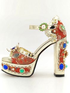 Wedding Shoes Platform, Wedding High Heels, Party High Heels, Pearl Sandals, Crystal Embroidery, Rhinestone High Heels, Style Baroque, Leather Wedding, Bling Shoes