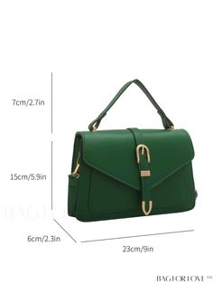 BagForLove - Square Bag with Stylish Buckle Decoration Product Description Color Green Details Buckle Type Square Bag Bag Size Small Strap Type Top Handle Pattern Type Plain Style Fashionable Composition 100% Polyurethane Material PU Leather Size Chart INCH CM Strap Length Bag Length Bag Width Bag Height Handle Height 47.2 inch 9.1 inch 2.4 inch 5.9 inch 2.8 inch Strap Length Bag Length Bag Width Bag Height Handle Height 120 cm 23 cm 6 cm 15 cm 7 cm Details Pictures Similar Products h2 { text-al Green Box Bag With Adjustable Strap For Office, Green Satchel With Hasp Closure, Green Crossbody Shoulder Bag With Hasp Closure, Green Satchel With Hasp Closure For Everyday Use, Green Top Handle Bag With Adjustable Strap, Green Travel Bag With Hasp Closure, Green Rectangular Flap Bag With Adjustable Strap, Green Crossbody Bag With Hasp Closure, Green Satchel Flap Bag With Adjustable Strap