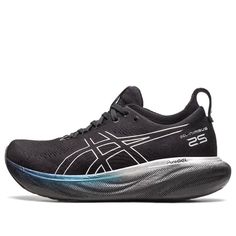 (WMNS)Asics Gel-Nimbus 25 Platinum 'Black Pure Platinum' 1012B435-001 (SNKR/Low Top/Women's/Non-Slip/Wear-resistant) Asics Black Running Shoes With Arch Support, Black Asics Sneakers With Arch Support, Asics Running Shoes For Marathon With Arch Support, Asics Black Sneakers For Marathon, Asics Running Shoes With Air Max Cushioning For Training, Asics Black Running Shoes For Marathon, Asics Athleisure Running Shoes With Abzorb Midsole, Asics Running Shoes With Abzorb Midsole For Athleisure, Black Running Shoes With Gel Cushioning For Streetwear