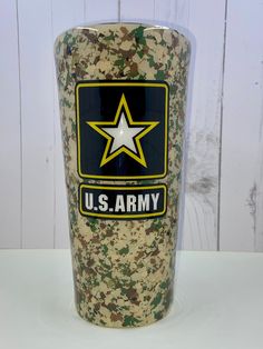 a cup with the words u s army on it