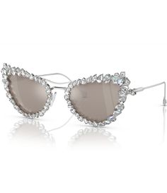 From Swarovski&#x2C; this women's sunglasses feature:Metal frameCat eye shapeMirror lensNot Rx ableNon-polarizedApprox. 56mm lens- 20mm temple- 140mm templeImported. Premier Jewelry, Eyewear Womens, Eye Shapes, Sparkling Crystal, Dillard's, Accessories Branding, Eyewear Sunglasses, Charm Jewelry, Cat Eye Sunglasses