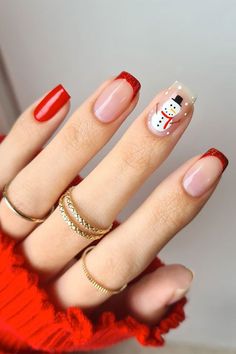 Snowman Nail, Snowman Nails, Unghie Nail Art, Christmas Gel Nails, Cute Gel Nails