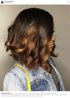 Short Black Hair With Brown Highlights Caramel Bob Hairstyles, Bob With Highlights Black Women, Fall Bob Hair Color, Natural Hair Bob Cut, Hair Color For Brown Skin, Bob Hair Color, Natural Highlights, Honey Blonde Hair, Hair Color For Women