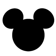 a black mickey mouse head on a white background