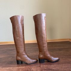 -Designer = Gianvito Rossi -Size=8.5m(38.5). Trunk 55 - Msrp = $1695 -Color= Brown. -8style= Knee Hi Combat Riding Boots -Heel Height =2.25” Inches. -Height= Measured At Top Tip Of Boots To Bottom Tip Of Heel=56.5cm. -Circumference = Measured At Topmost Part Of Shoes Starting From One One All Around To Same Point = 40.3cm. -Circumference Measured Around Mid Shin Area Starting From One Point All Around To Same Point =36cm. -Genuine And Authentic Or Your Money 4back. - Made In Italy . Trunk 55 Classic Cognac Calf Leather Heeled Boots, Cognac Boots With Stacked Heel And Medium Width, Classic Brown Knee-high Boots With Almond Toe, Knee-high Cognac Leather Boots, Fitted Brown Knee-high Boots With Leather Sole, Cognac Almond Toe Boots Medium Width, Brown Leather Snip Toe Knee-high Boots, Brown Calf Leather Knee-high Boots With Almond Toe, Cognac Boots With Stacked Heel And Almond Toe