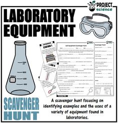 a poster with an image of laboratory equipment and text that reads, scavenger hunt