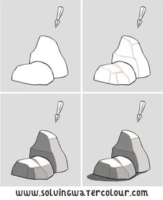 how to draw a rock step by step