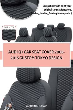 the front and back seat covers are shown in this ad for car seats with custom logos