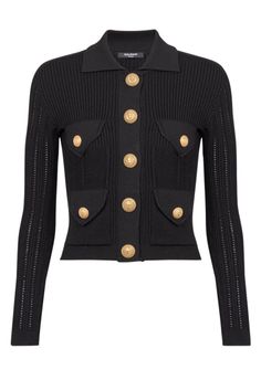 BALMAIN-Buttoned Cardigan - Noir- Dream Wishlist, Buttoned Cardigan, Balmain Clothing, Beach Stores, Cardigan Outfits, Button Cardigan, Fall Style, Cardigan Tops, Sweater Weather