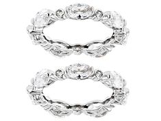 Bella Luce ® white diamond simulant 10.42ctw oval and round, rhodium over sterling silver eternity bands set of 2. Measures approximately 0.94"L x 0.25"W and is not sizeable. The diamond equivalent weight is 6.37ctw. Silver Oval Eternity Band With Prong Setting, Silver Oval Eternity Band With Diamond Accents, Eternity Band Set, Sterling Silver Rings Set, Silver Ring Set, Man Made Diamonds, Diamond Simulant, Eternity Bands, White Diamond