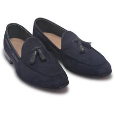 Navy Blue Suede Leather Slip-ons with Tassels Suede leather shoes stitched with perfection Blue tassels definitely amp up the look further Just the right combination of style and practicality Suede leather gives you a soft and supple feel Beige interior is surely great for a sober vibe You can wear them without socks. Leather Dress Shoes With Tassels And Round Toe, Blue Tassel Loafers For Galas With Round Toe, Leather Slip-on Loafers With Tassels, Leather Slip-on Tassel Loafers, Leather Tassel Slip-on Loafers, Blue Suede Tassel Loafers With Round Toe, Blue Suede Slip-on Tassel Loafers, Blue Leather Sole Tassel Loafers Slip-on, Blue Tassel Loafers With Leather Sole For Galas