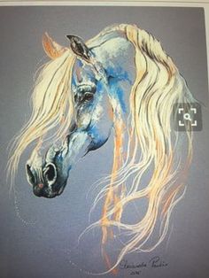 a painting of a horse with long blonde hair