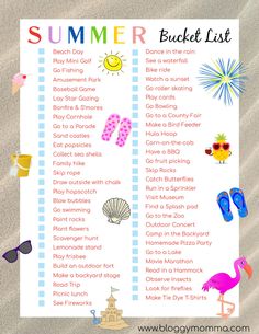 a summer bucket list is shown on the beach