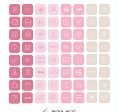 many different pink and white square icons