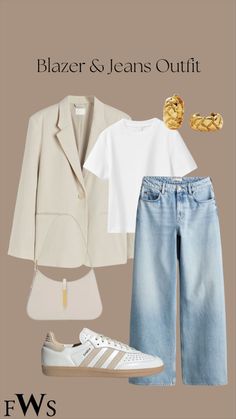 Clothing Looks For Women, Pinterest Spring Outfits, Cream And Denim Outfits, Light Jeans Work Outfit, Denver Spring Outfits, White Jeans Style, Cute Casual Work Outfits Summer, White Wide Jeans Outfit, Outfit Jean Large