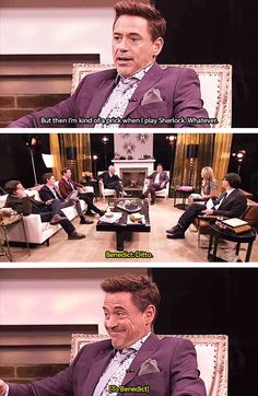 the avengers are sitting in chairs talking to each other