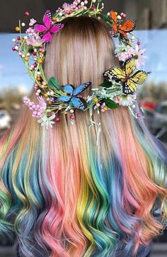 Rainbow Hair Color Ideas, Princess Lifestyle, Cotton Candy Hair, Hair Dyed, Prom Hairstyle, Candy Hair, Beautiful Hair Color