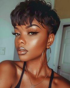 Kimberly Brown (@authorkimberlybrown) • Instagram photos and videos Pixie Haircut Wig, Mushroom Pixie Cut Black Women, Short Bob With Bangs For Black Women, Brown Pixie Haircut, Straight Pixie Haircut, Mushroom Cut Black Women, Pixy Cut, Black Women With Short Hair, Pixie Curls