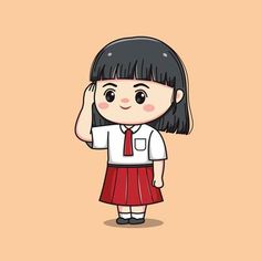 a girl in a school uniform is holding her head