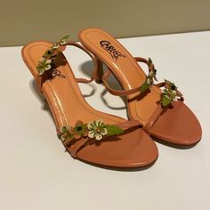 A Floral Coral Color Pair Of Dainty Heels Size 7m Made In Brazil Never Worn By Carlos Santana Dainty Shoes, Thrift Shoes, Dainty Heels, Fun Beauty Products, Pretty Vibes, Trendy Stuff, Thrift Inspo, Funky Shoes, Girly Shoes