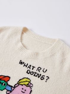 Details: Beige caricature jumper with a hint of warmth Loose oversize fit Chest comic version of the small dinosaur sofa watching movies and cute U-CAT, full of storytelling and sense of fun, hand-embroidered craftsmanship, exquisite details three-dimensional Materials & Care: Fabric: sheep's wool 55.3 % Yak wool 34.4 % Nylon 8.9 % Spandex 1.4 %Ribbing: Sheep wool 56.6% Yak Velvet 30.9% Nylon 10.9% Spandex 1.6% Non-washable, gentle dry cleaning Do not bleach Size & Fit: Model is 5'7", Bust 32, Waist 24, Hips 35, wearing a size S Item #: LN1KT06 Dinosaur Comic, Watching Movies, Chic Me, Sheep Wool, Oversized Fits, Three Dimensional, Hand Embroidered, Storytelling, Sweat Shirt