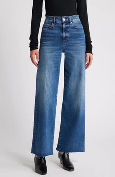 FRAME Le Slim Raw Fray Hem Palazzo Jeans | Nordstrom Palazzo Jeans, Fabric Gifts, Nordstrom Store, Free Fabric, Anniversary Sale, Raw Edge, New Shoes, Feel Like, Organic Cotton