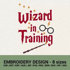 the wizard in training embroidery design - 8 sizes