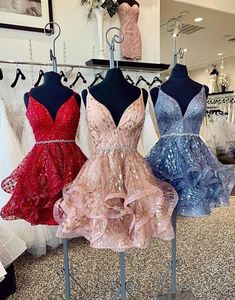 Sparkly Rose Gold Homecoming Dresses Layered Cocktail Dress SD1236 – Viniodress Red Graduation Dress, Cocktail Pink, Prom Dress Tulle, Sparkle Shorts, Cute V, Mini Prom Dresses, Mini Homecoming Dresses, Professional Dress, Tulle Homecoming Dress