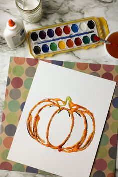 Pumpkin salt painting easy fall craft for kids, thanksgiving crafts for kids, easy painting ideas, sensory painting ideas, easy arts and crafts, preschool art activities, daycare crafts, fun easy crafts, art activities for kids Free Pumpkin Template, Painting Activity For Kids, Watercolor Salt, Thanksgiving Stem Activities, Halloween Stem Activities, Pumpkin Watercolor, Halloween Art Projects, Preschool Fall, Salt Painting